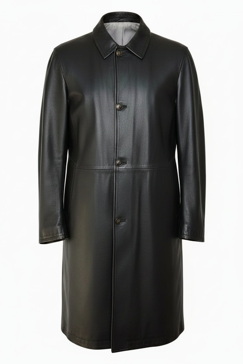 Kired ASTI Lambskin-Cashmere Reversible Overcoat — Black/ Light Grey