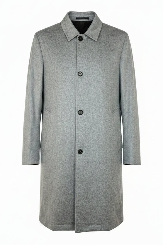 Kired ASTI Lambskin-Cashmere Reversible Overcoat — Black/ Light Grey