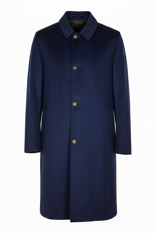 Kired ASTI Lambskin-Cashmere Reversible Overcoat — Dark Brown/ Dark Blue