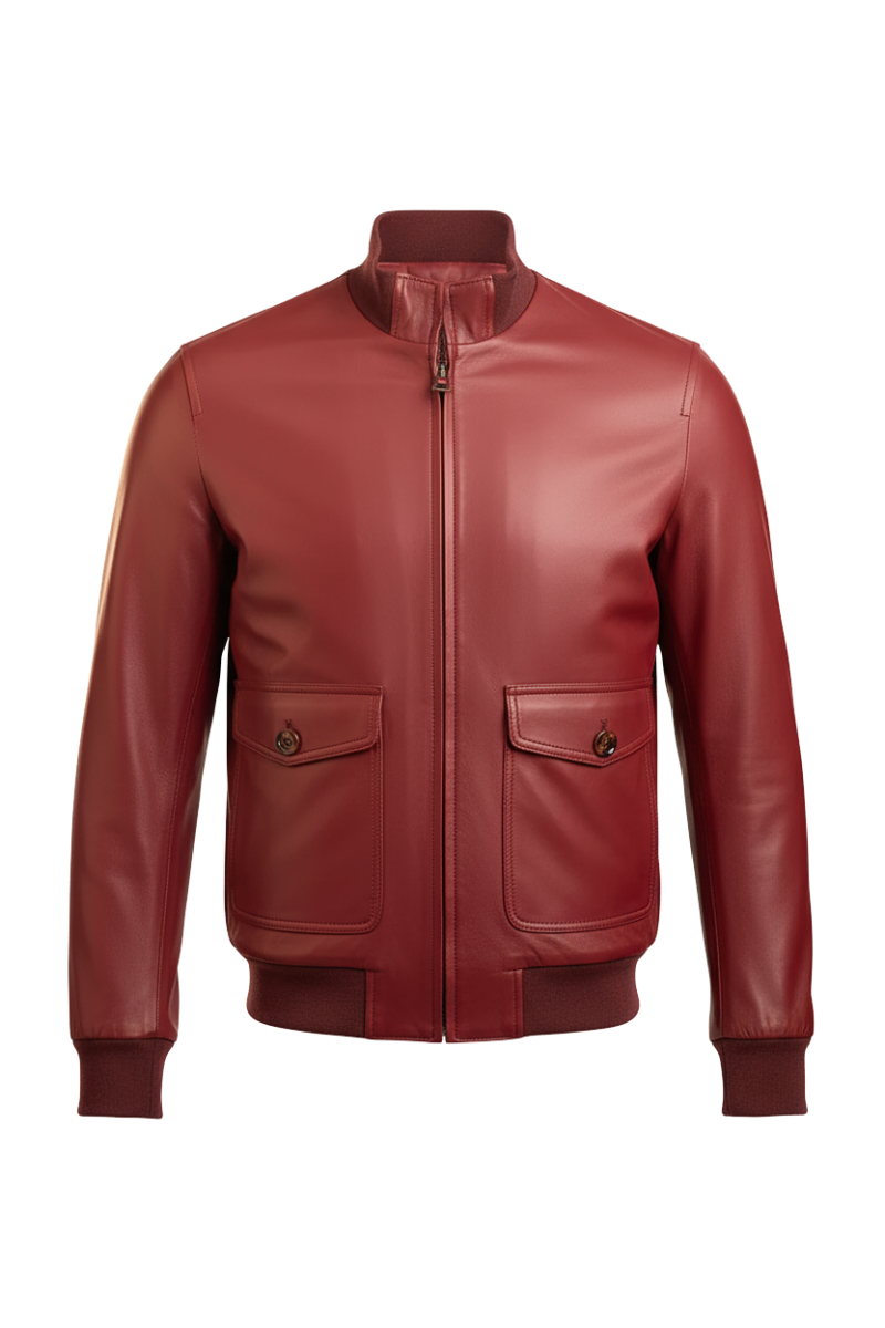 Kired by Kiton INN Lambskin-Virgin Wool Bomber — Burgundy