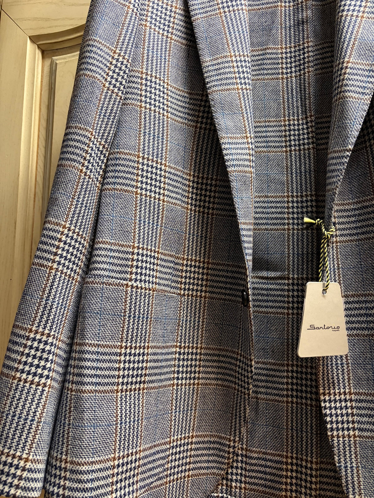 Sartorio glen check virgin wool fabric detail