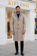 Kired by Kiton PARANA1 Cashmere Reversible Overcoat — Grey/ Beige