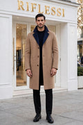 Kired by Kiton PARANA1 Cashmere Reversible Overcoat — Tan | Midnight Blue
