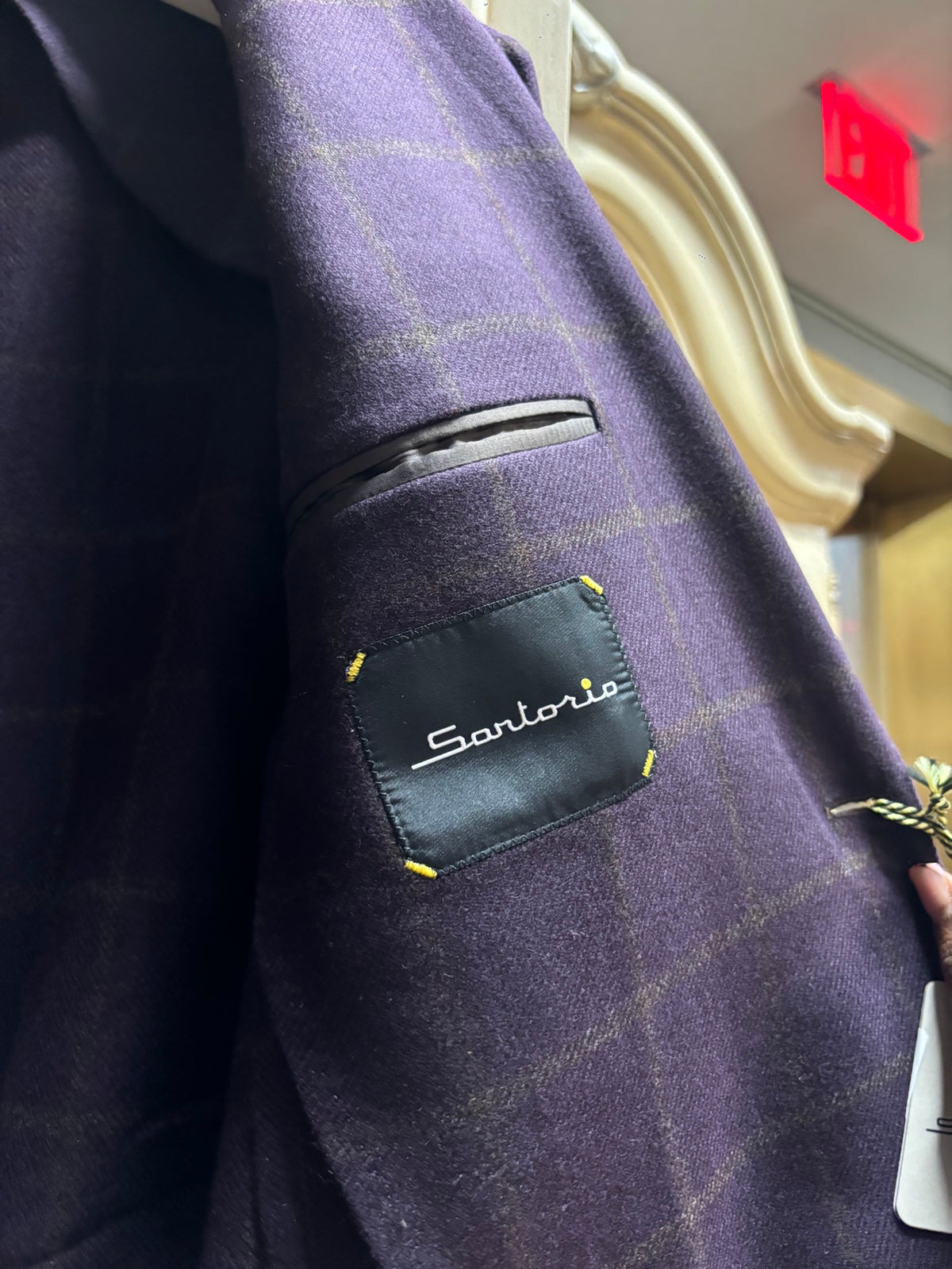 Sartorio purple cashmere jacket interior label detail