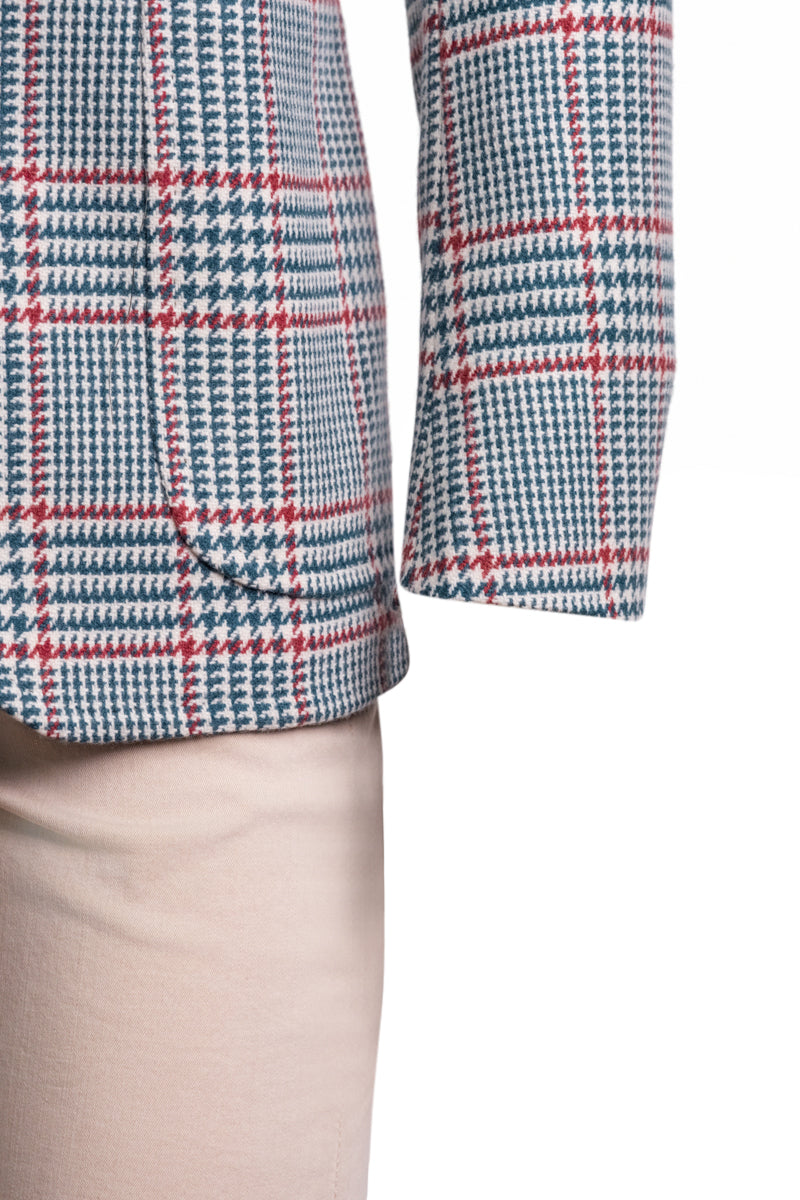 Sartorio Prince of Wales Wool Sport Jacket — Forest Green/ Cream