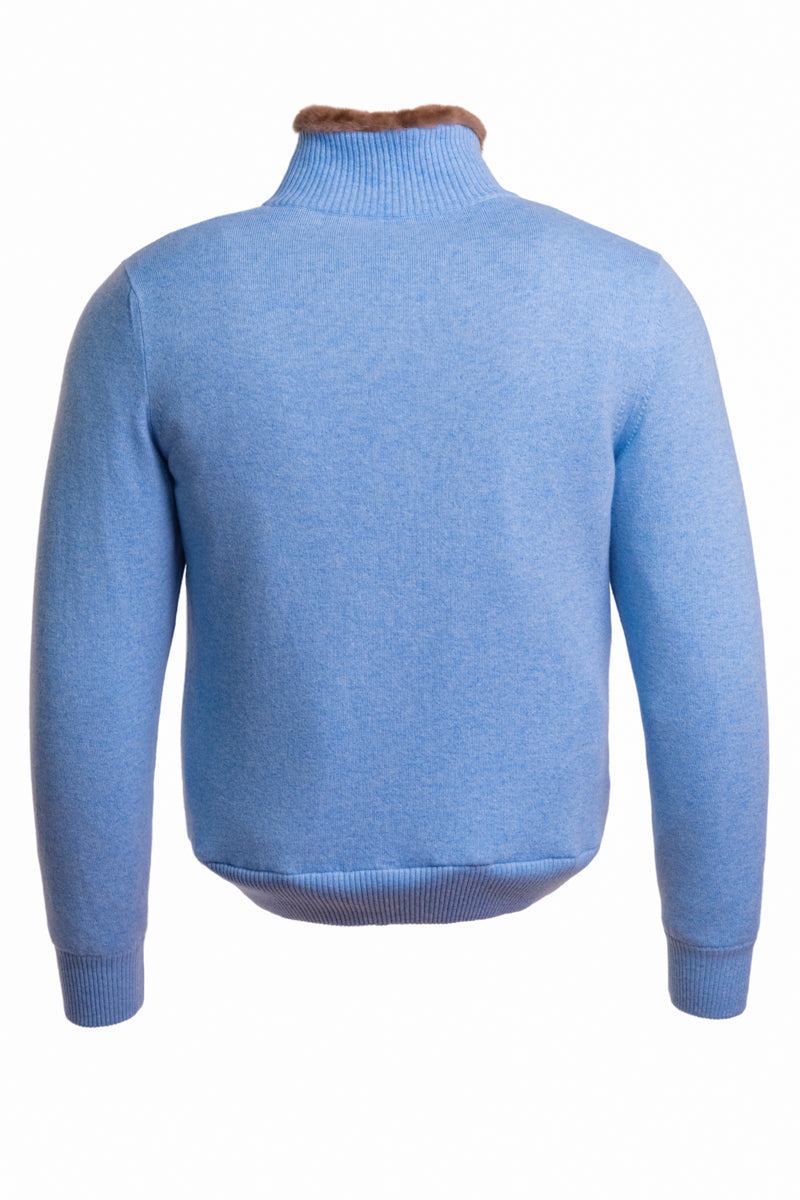 Sartorio Cashmere-Beaver Lined Bomber — Light Blue
