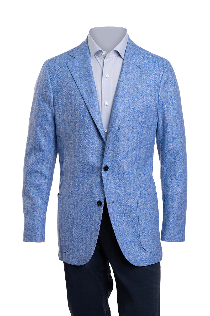 Sartorio Herringbone Virgin Wool Sport Jacket — Cobalt Blue