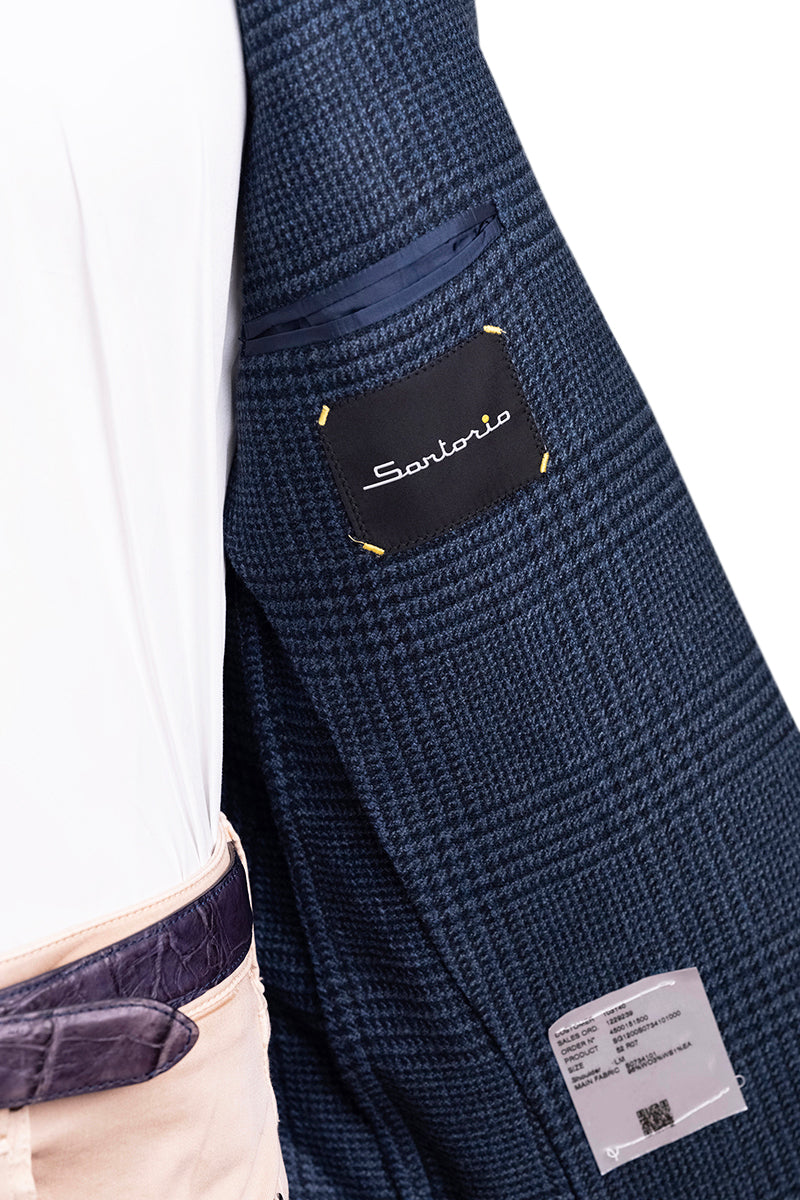 Sartorio Prince of Wales Wool-Cashmere Sport Jacket — Cobalt Blue
