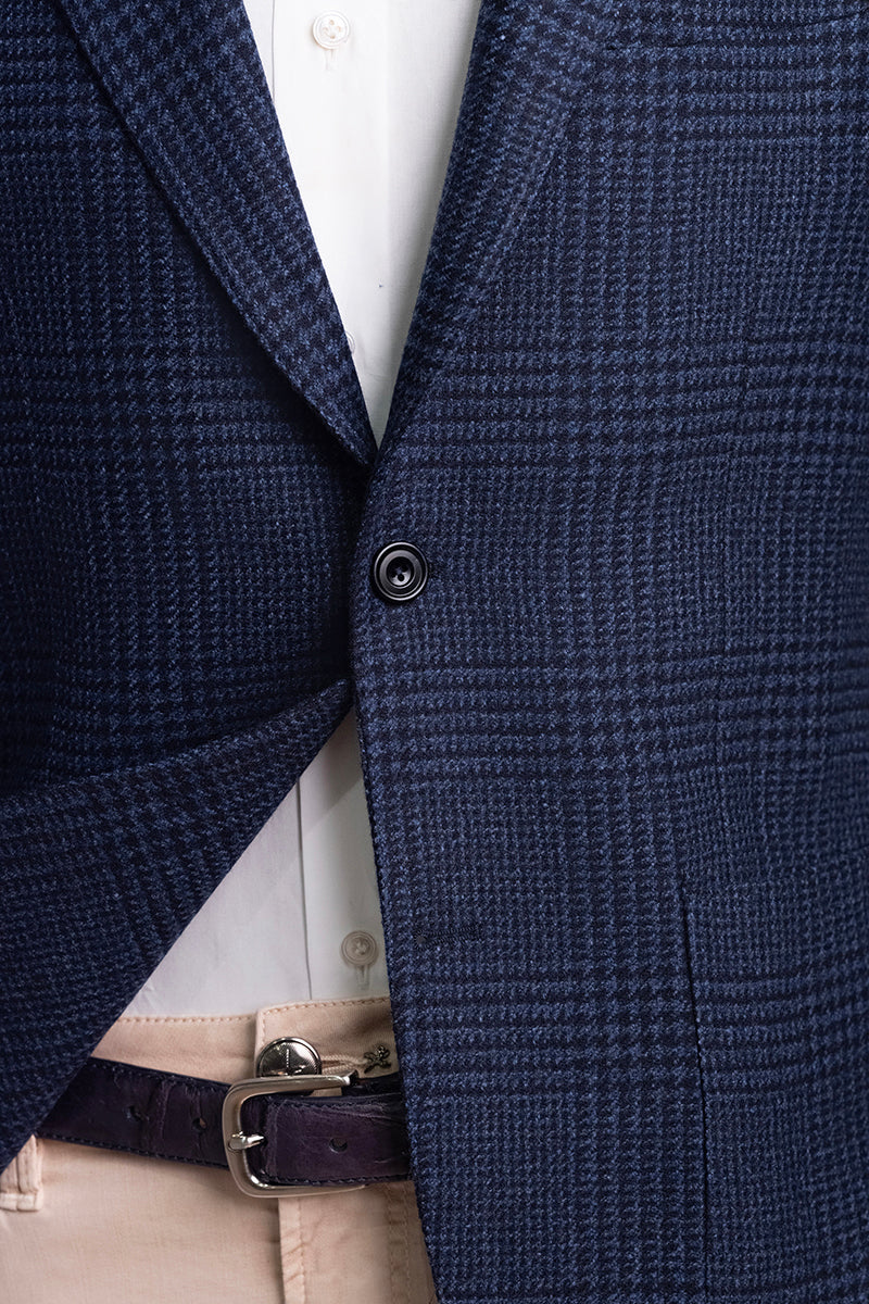 Sartorio Prince of Wales Wool-Cashmere Sport Jacket — Royal Blue