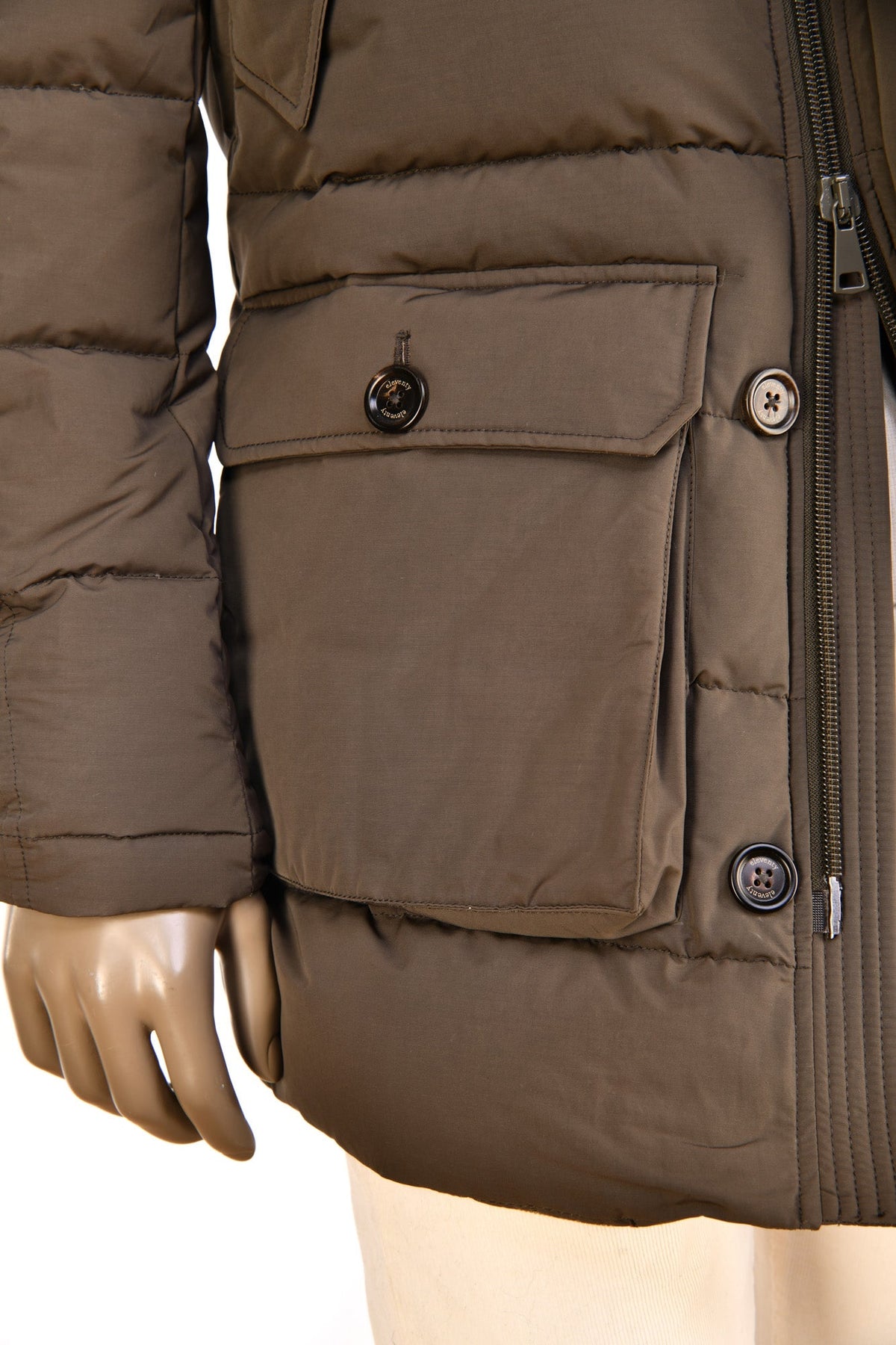 Eleventy Cotton-Wool Coat w/ Removable Coyote Fur Trim Hood