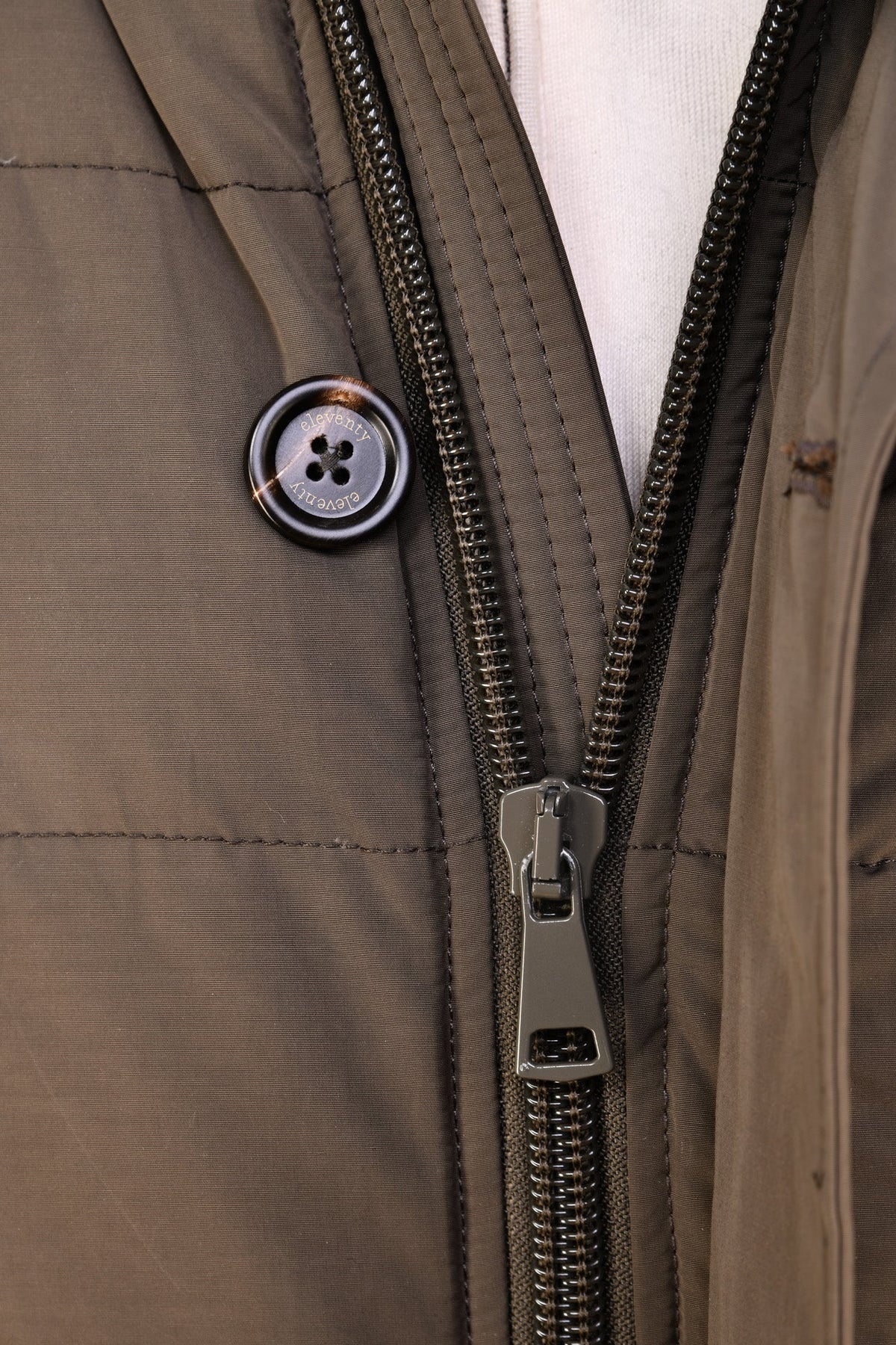 Eleventy Cotton-Wool Coat w/ Removable Coyote Fur Trim Hood