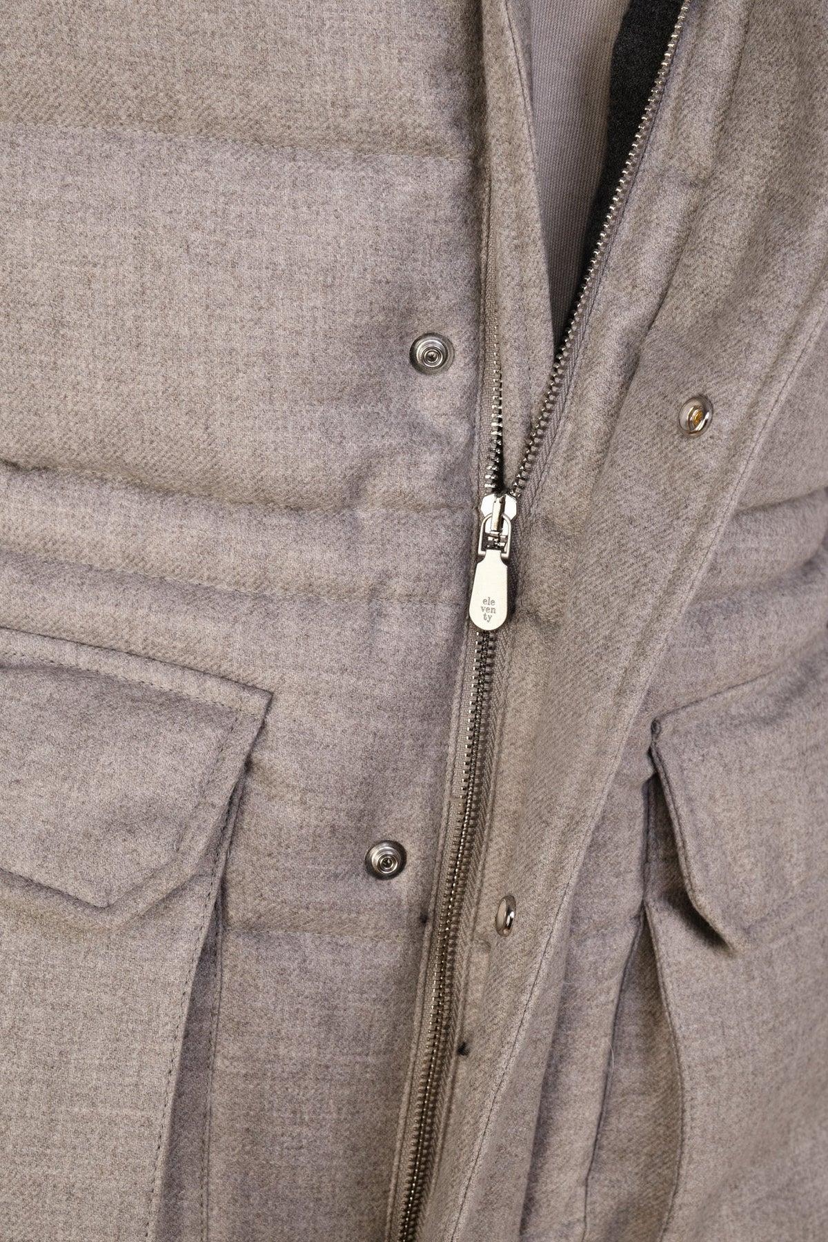 Eleventy Cotton-Wool Coat w/ Removable Coyote Fur Trim Hood