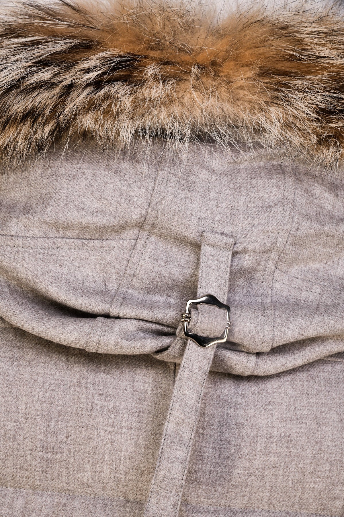 Eleventy Cotton-Wool Coat w/ Removable Coyote Fur Trim Hood