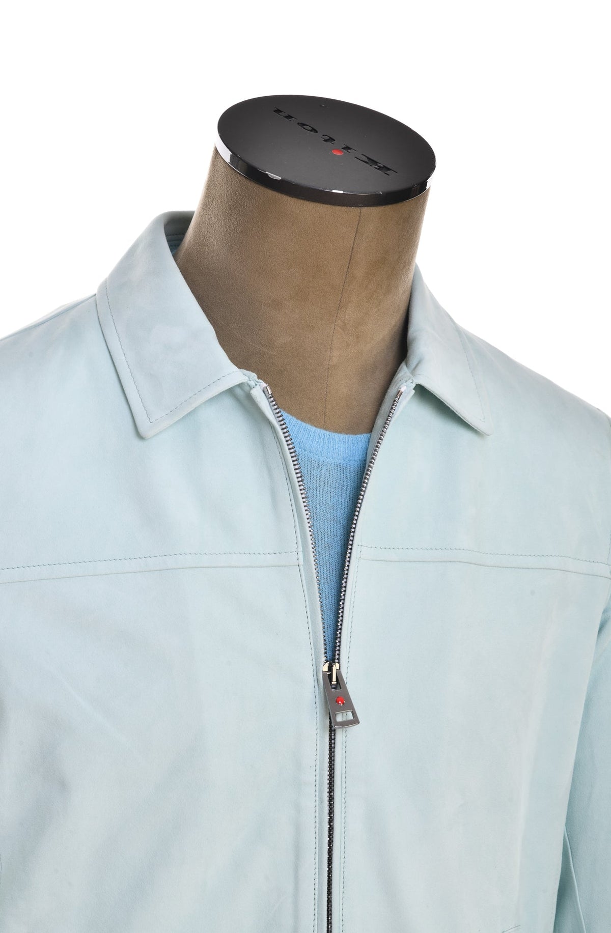 Kired Juan Lambskin Suede Zip-Up Jacket — Aquamarine