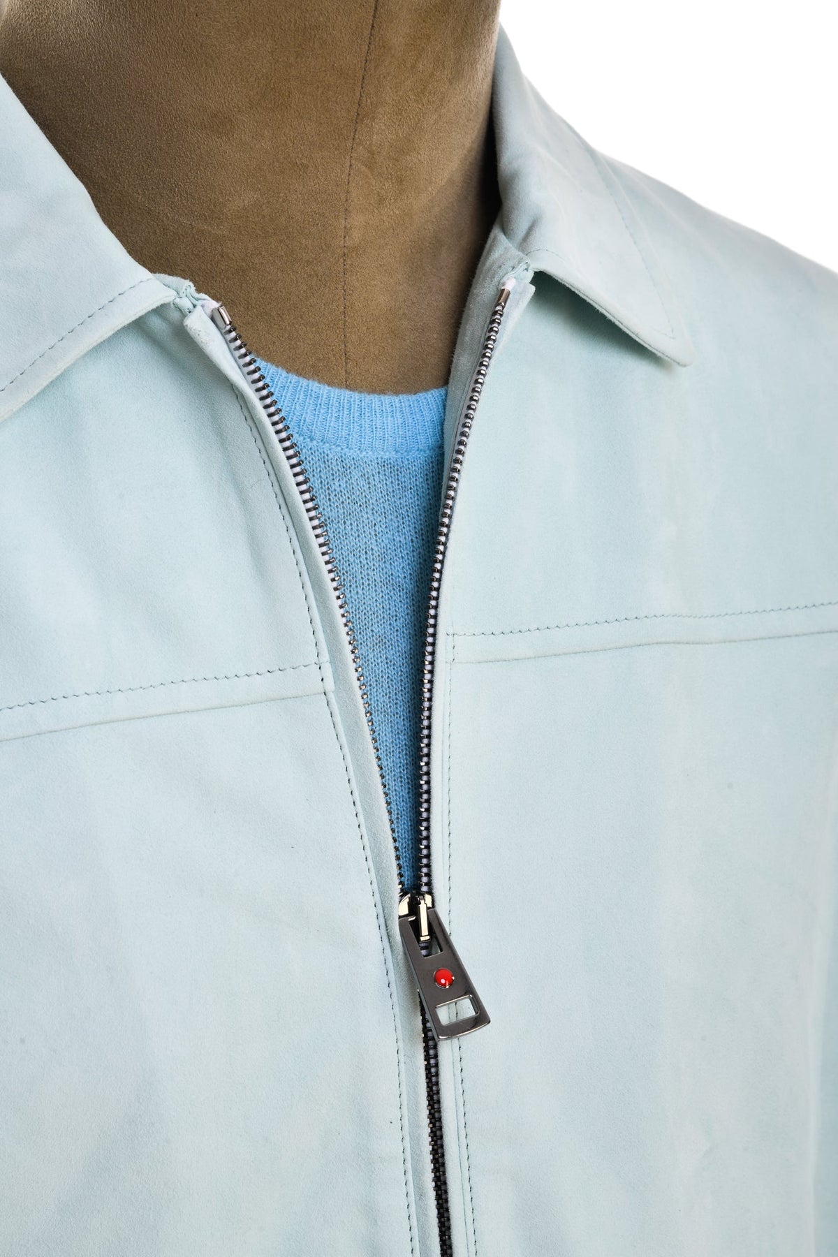 Kired Juan Lambskin Suede Zip-Up Jacket — Aquamarine