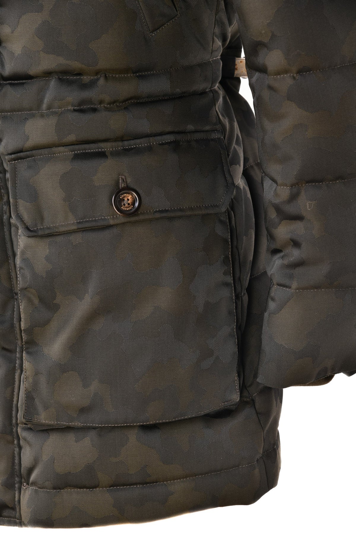 Eleventy Camo Nylon-Wool Coat w/ Removable Coyote Fur Trim Hood