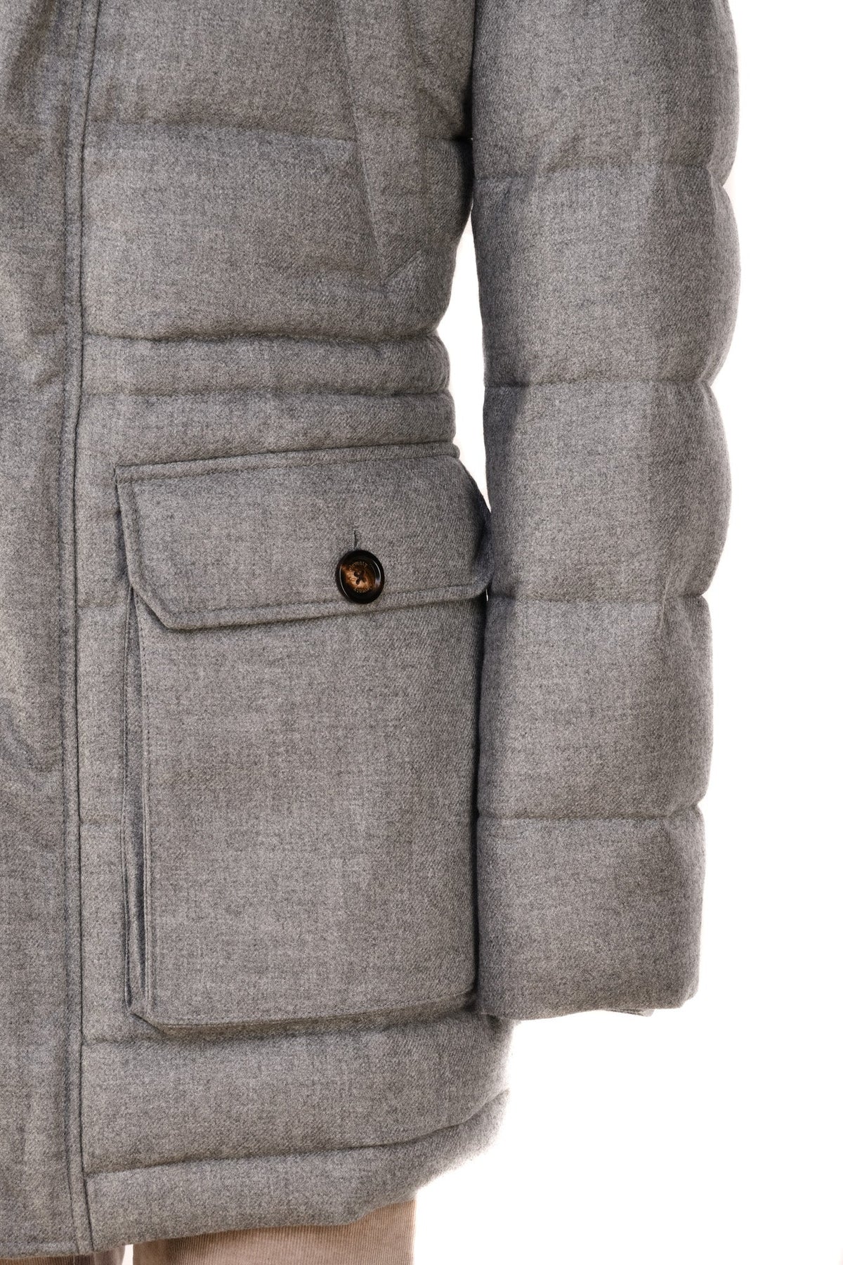 Eleventy Cotton-Wool Coat w/ Removable Coyote Fur Trim Hood