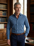 Sartorio Navy Micro Gingham Cotton Dress Shirt