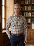 Sartorio Brown Gingham Cotton Dress Shirt