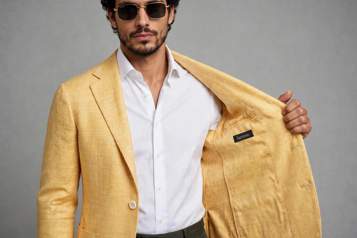 Sartorio Woven Cashmere Sport Jacket — Yellow