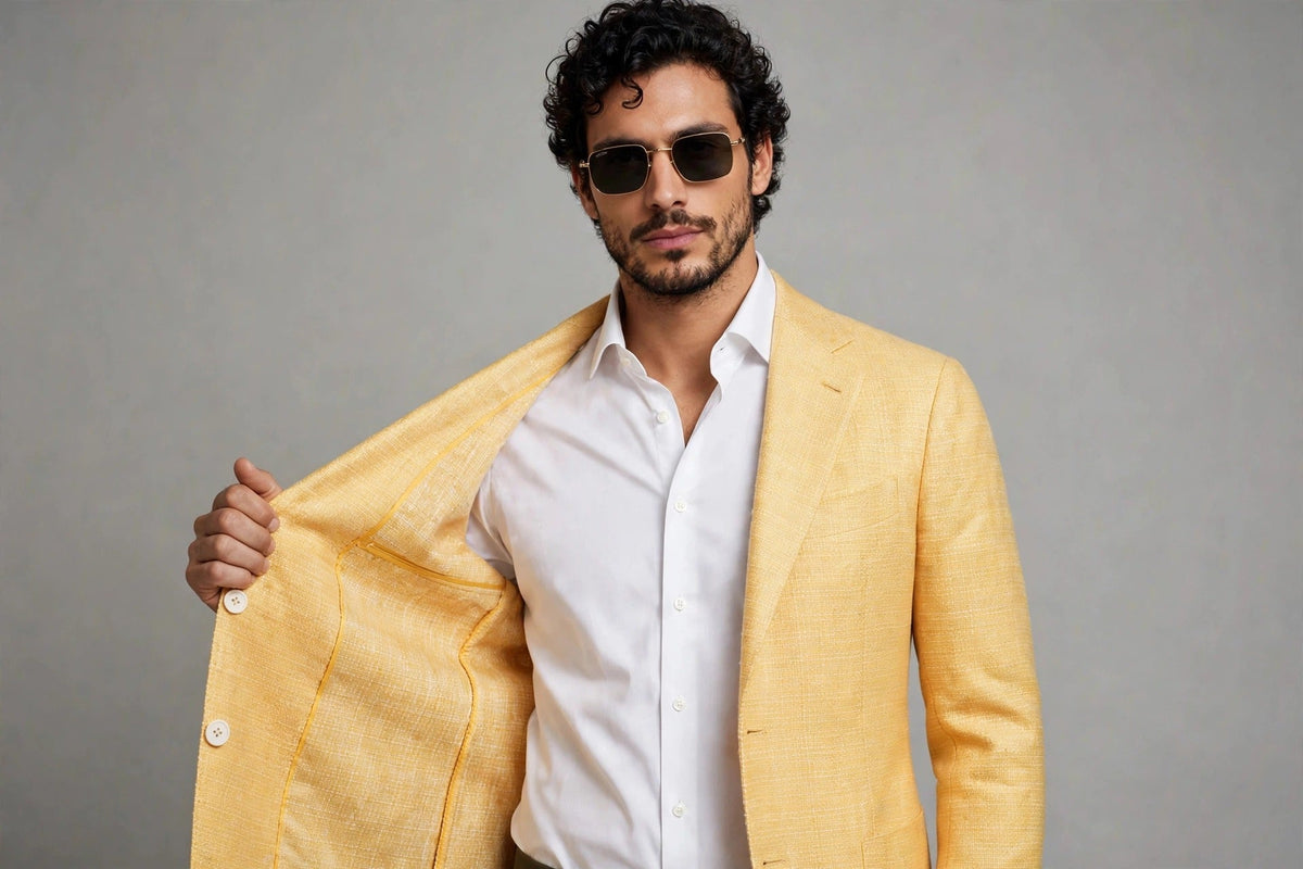 Sartorio Woven Cashmere Sport Jacket — Yellow