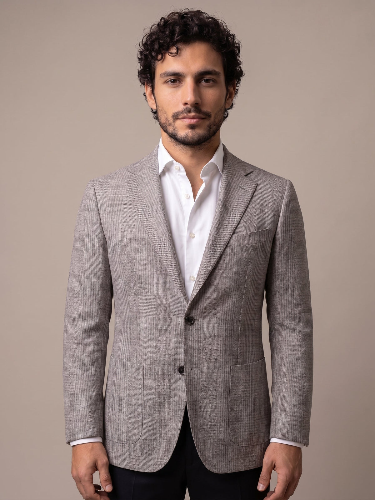 Sartorio Prince of Wales Virgin Wool Sport Jacket — Light Grey