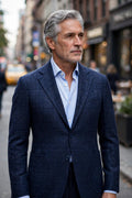 Sartorio Prince of Wales Wool Sport Jacket — Dark Blue