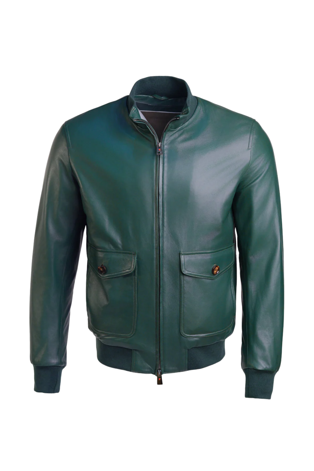 Kired by Kiton INN Lambskin-Virgin Wool Bomber — Forest Green