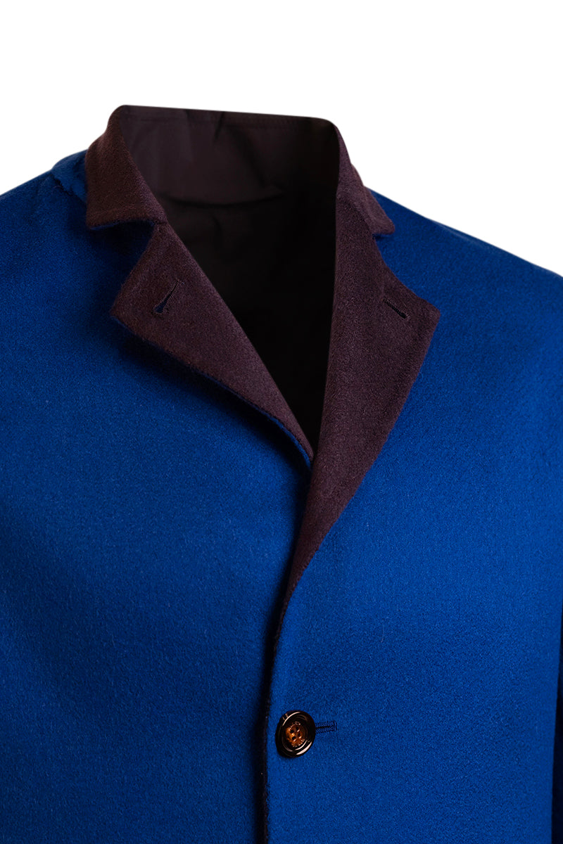 Kired by Kiton PARANA1 Cashmere Reversible Overcoat — Dark Grey/ Blue