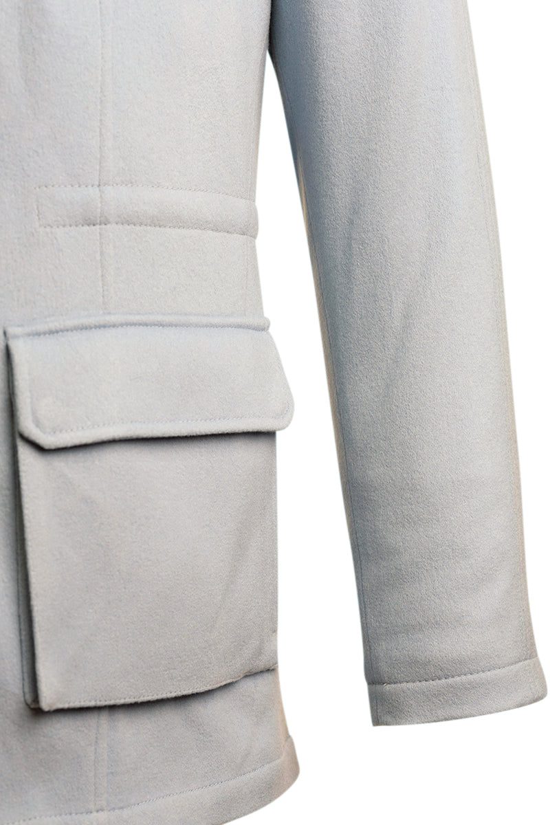 Kired by Kiton KONE Cashmere-Mink Fur Overcoat — Light Blue