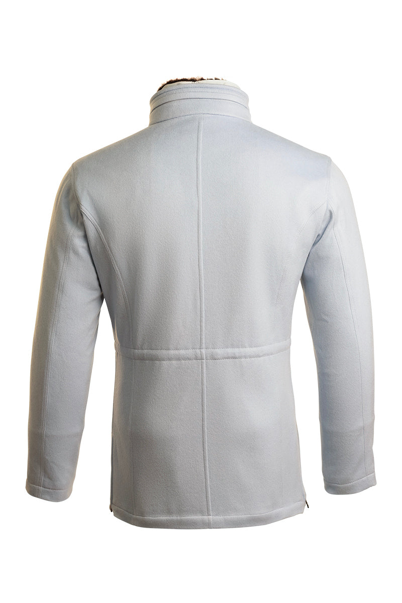 Kired by Kiton KONE Cashmere-Mink Fur Overcoat — Light Blue