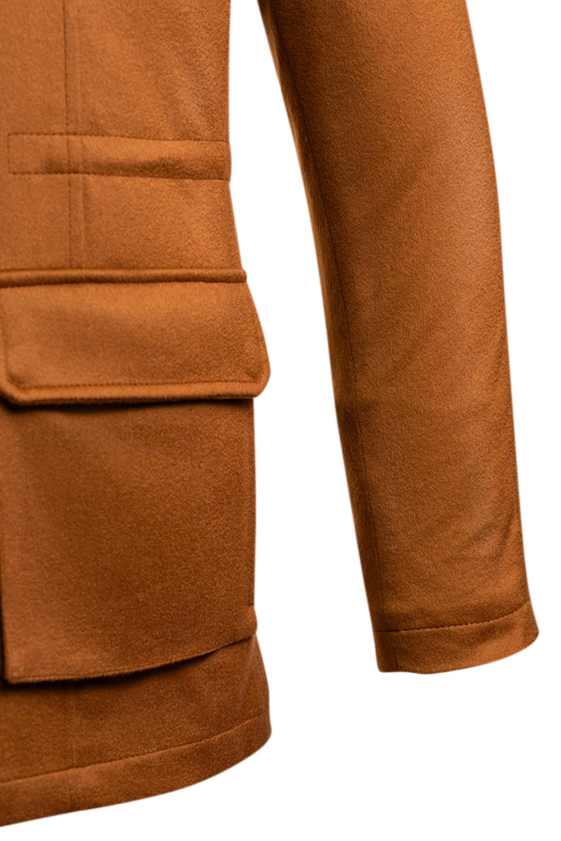 Kired by Kiton KONE Cashmere-Mink Fur Overcoat — Light Brown