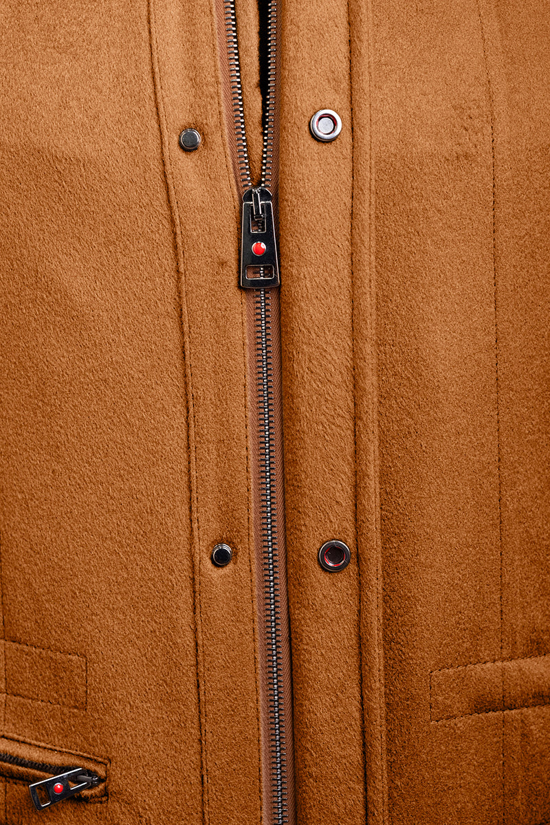 Kired by Kiton KONE Cashmere-Mink Fur Overcoat — Light Brown