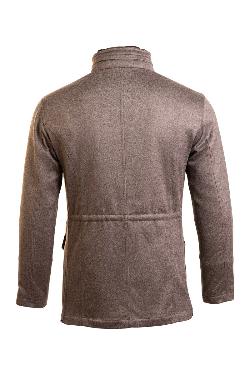 Kired by Kiton KONE Cashmere-Mink Fur Overcoat — Dark Grey