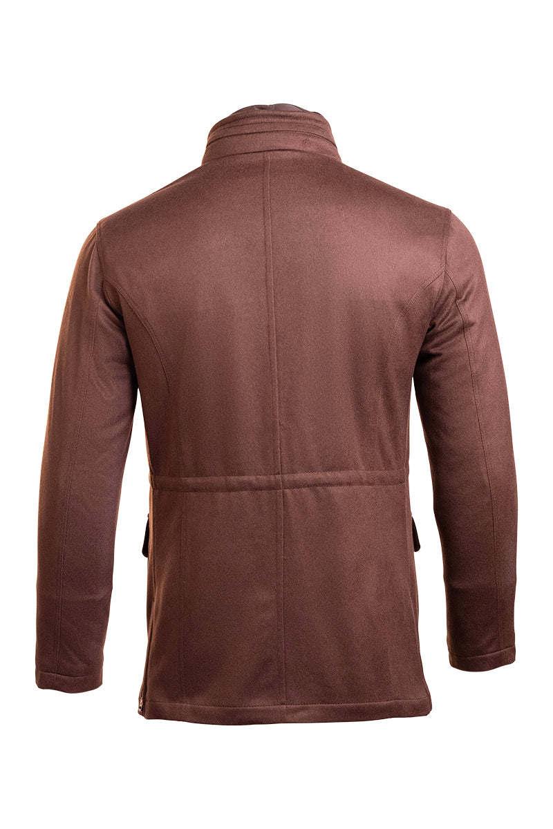 Kired by Kiton KONE Cashmere-Mink Fur Overcoat — Brown