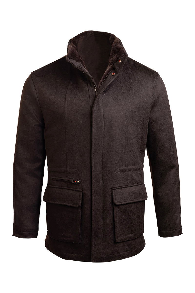 Kired by Kiton KONE Cashmere-Mink Fur Overcoat — Black
