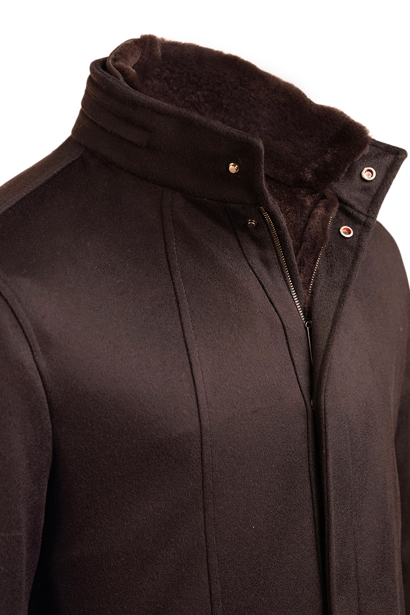 Kired by Kiton KONE Cashmere-Mink Fur Overcoat — Black