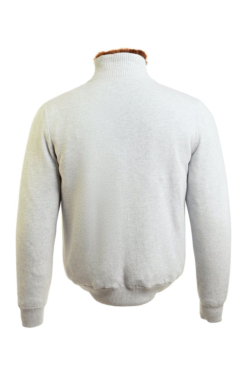 Sartorio Cashmere-Beaver Lined Bomber — Light Grey