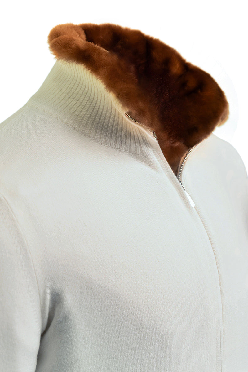 Sartorio Cashmere-Beaver Lined Bomber — Ivory