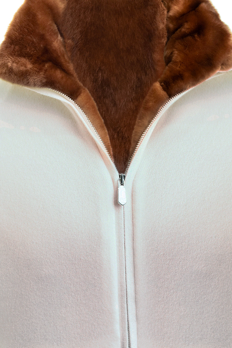 Sartorio Cashmere-Beaver Lined Bomber — Ivory