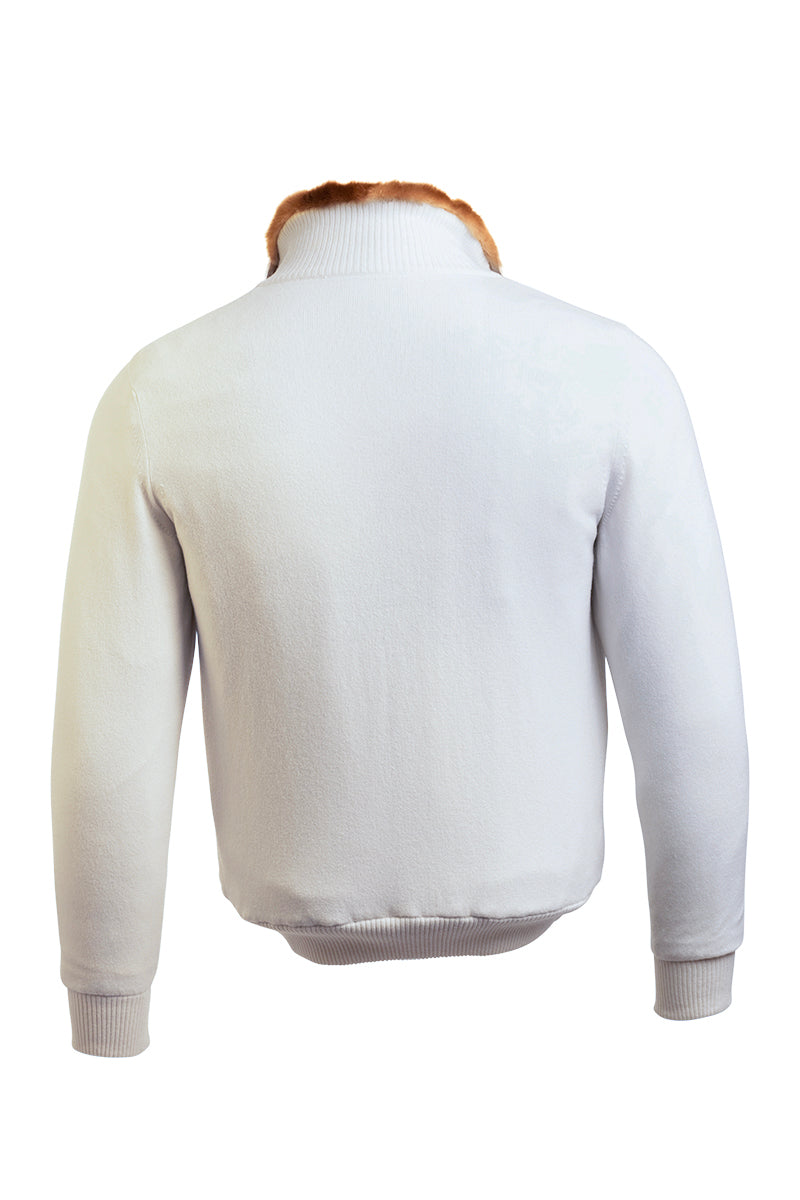 Sartorio Cashmere-Beaver Lined Bomber — Ivory