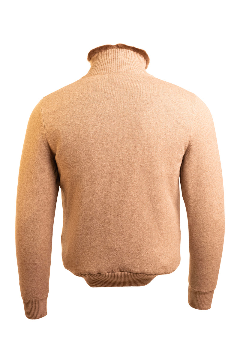 Sartorio Cashmere-Beaver Lined Bomber — Taupe