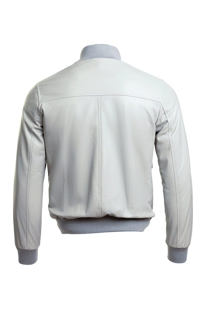 Kired by Kiton INN Lambskin-Virgin Wool Bomber — Light Grey