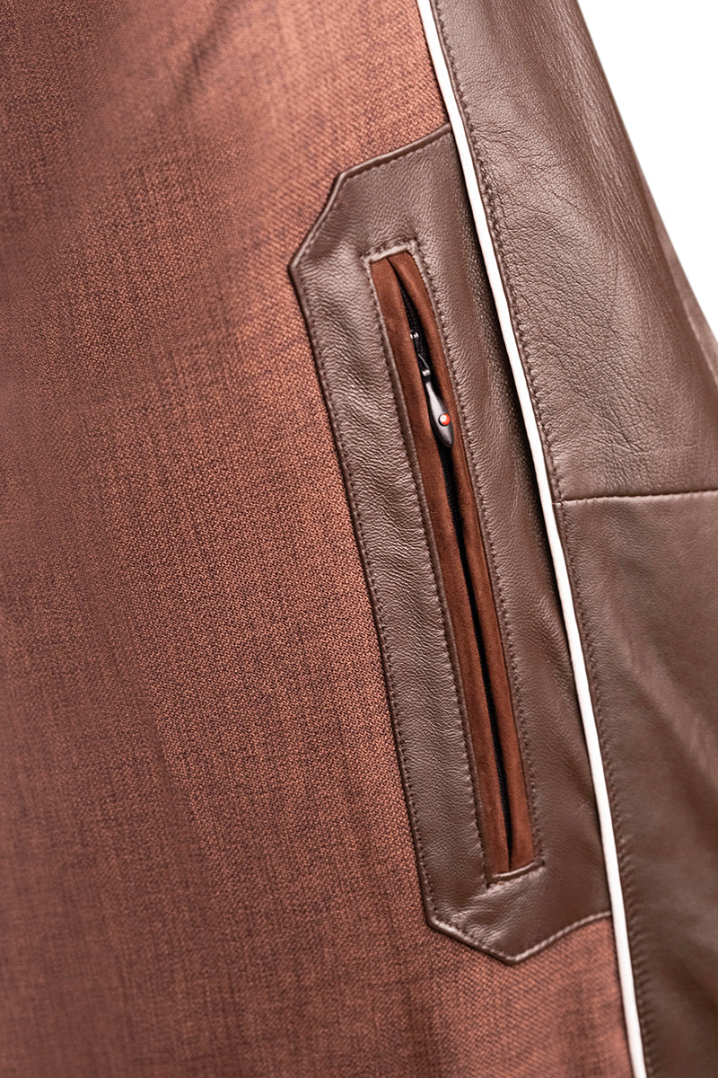 Kired by Kiton INN Lambskin-Virgin Wool Bomber — Dark Brown