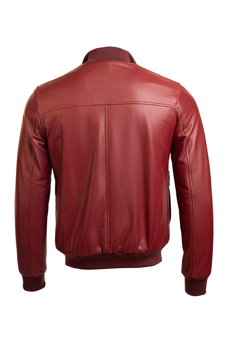 Kired by Kiton INN Lambskin-Virgin Wool Bomber — Burgundy