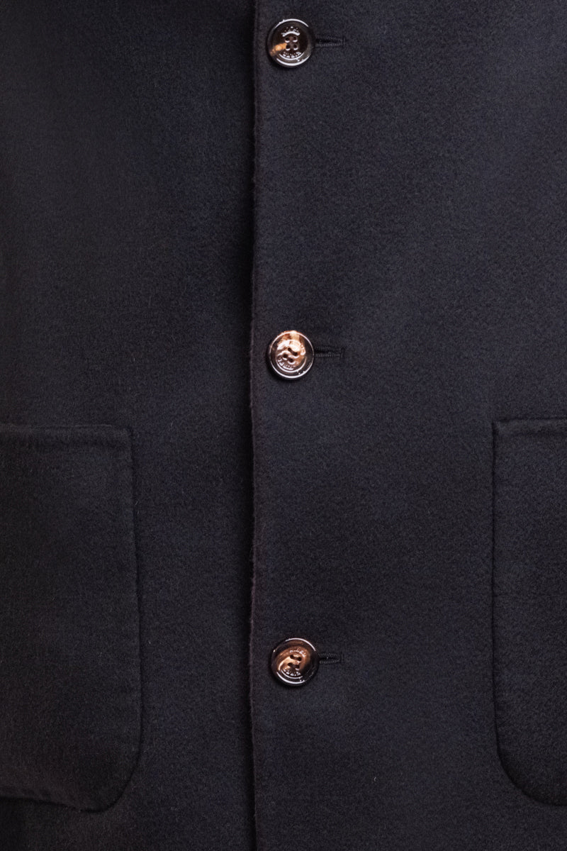 Kired by Kiton PARANA1 Cashmere Reversible Overcoat — Black/ Burgundy