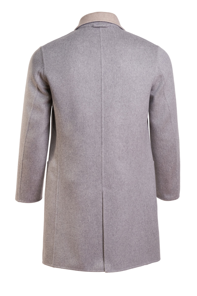Kired by Kiton PARANA1 Cashmere Reversible Overcoat — Light Grey/ Beige