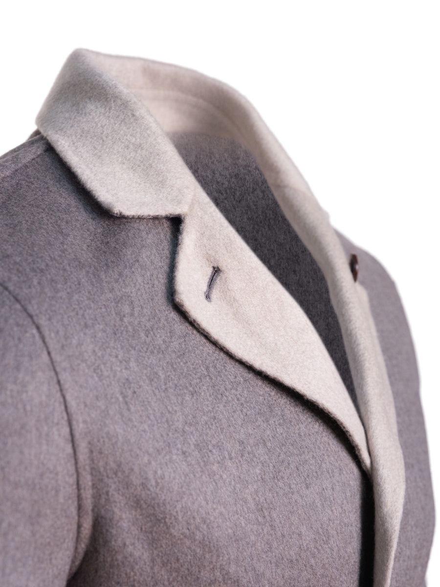 Kired by Kiton PARANA1 Cashmere Reversible Overcoat — Grey/ Beige