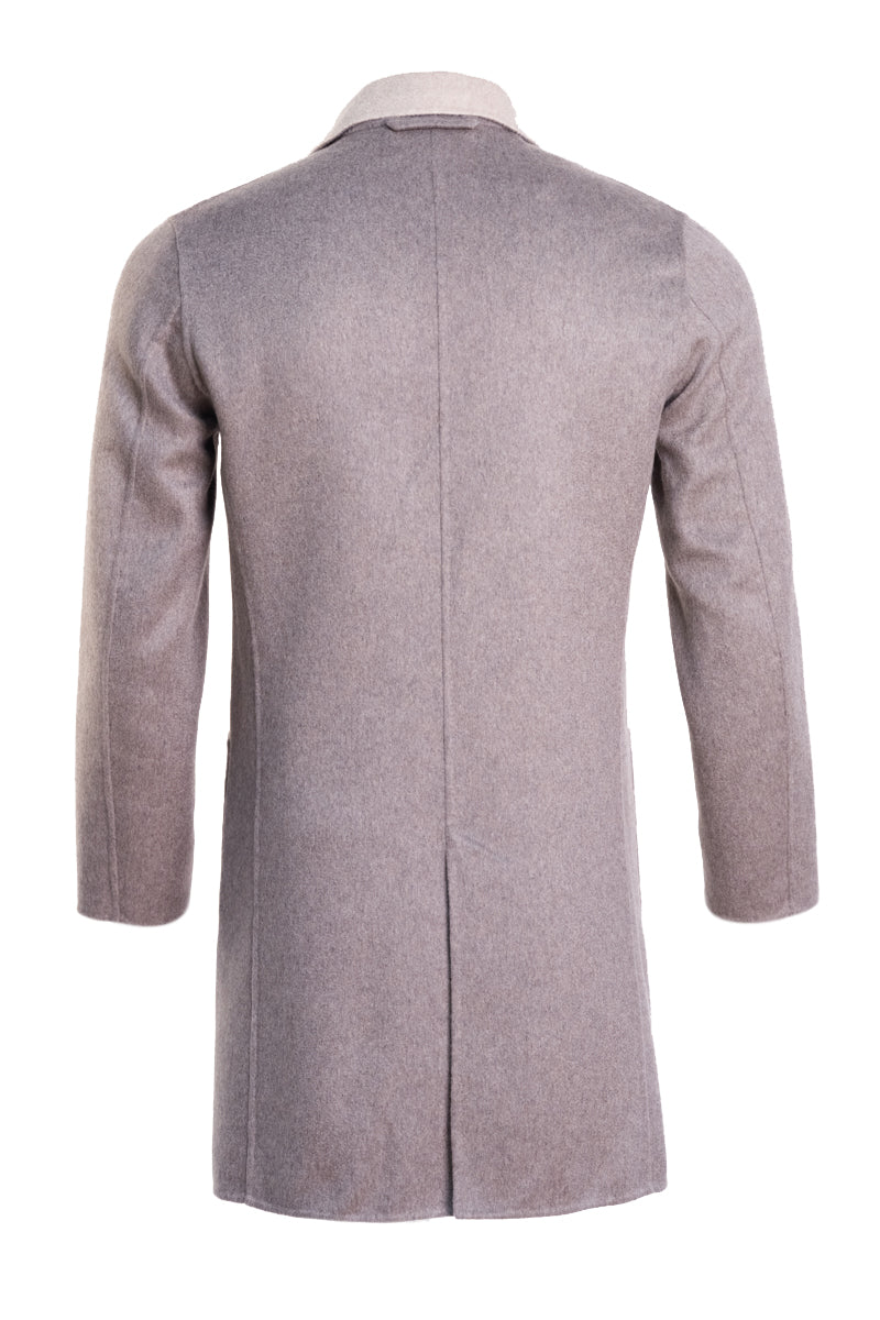 Kired by Kiton PARANA1 Cashmere Reversible Overcoat — Grey/ Beige