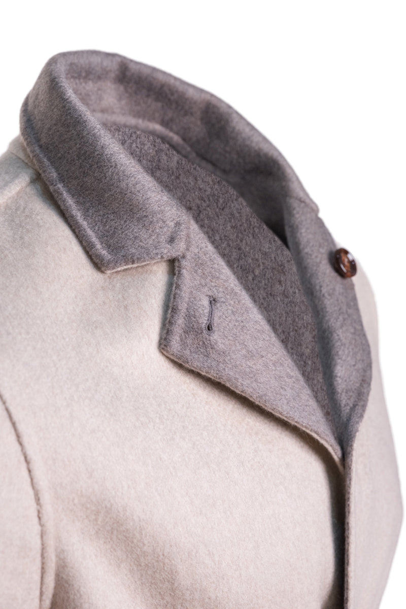 Kired by Kiton PARANA1 Cashmere Reversible Overcoat — Grey/ Beige